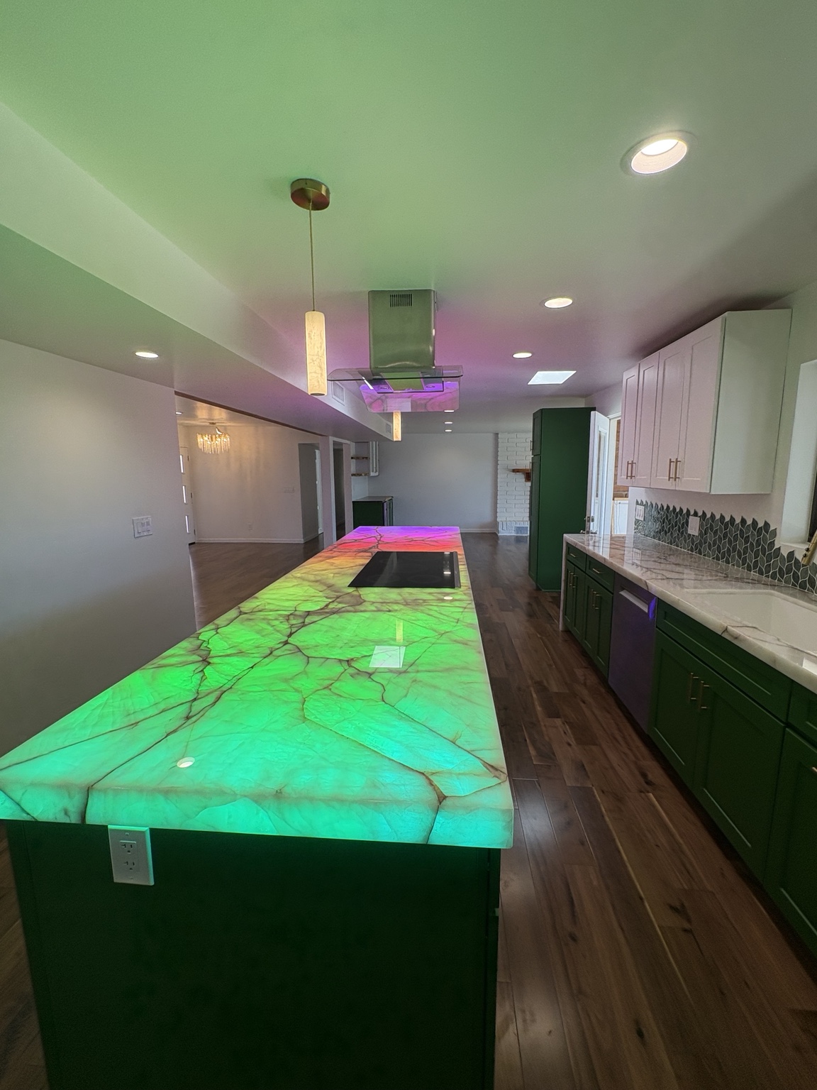 Custom illuminated kitchen island